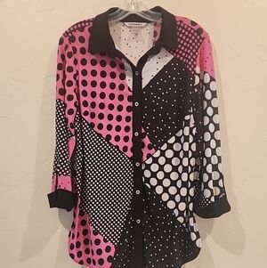 Nygard Stylish Polka Dot Women's Top - Pink, Black, White